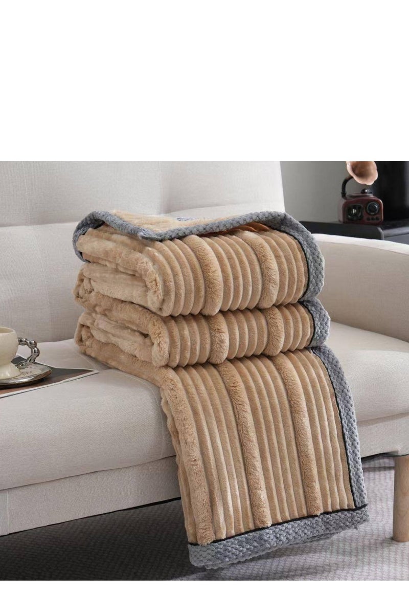 BAIG Magic Plush Drawing Blanket 200*230cm Double Layer Lamb Velvet Blanket Pure Color Simple Suitable for Bedroom Apartment Winter Warmth Thick