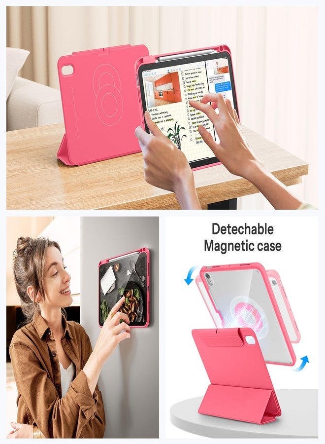 SPARIN Case for iPad 10th Generation 2022 with Pencil Holder 10.9 inch, Hybrid Detachable Magnetic Tri-fold Stand Protective Cover for iPad 10, Clear Back, Auto Wake/Sleep (Watermelon) - Image 4