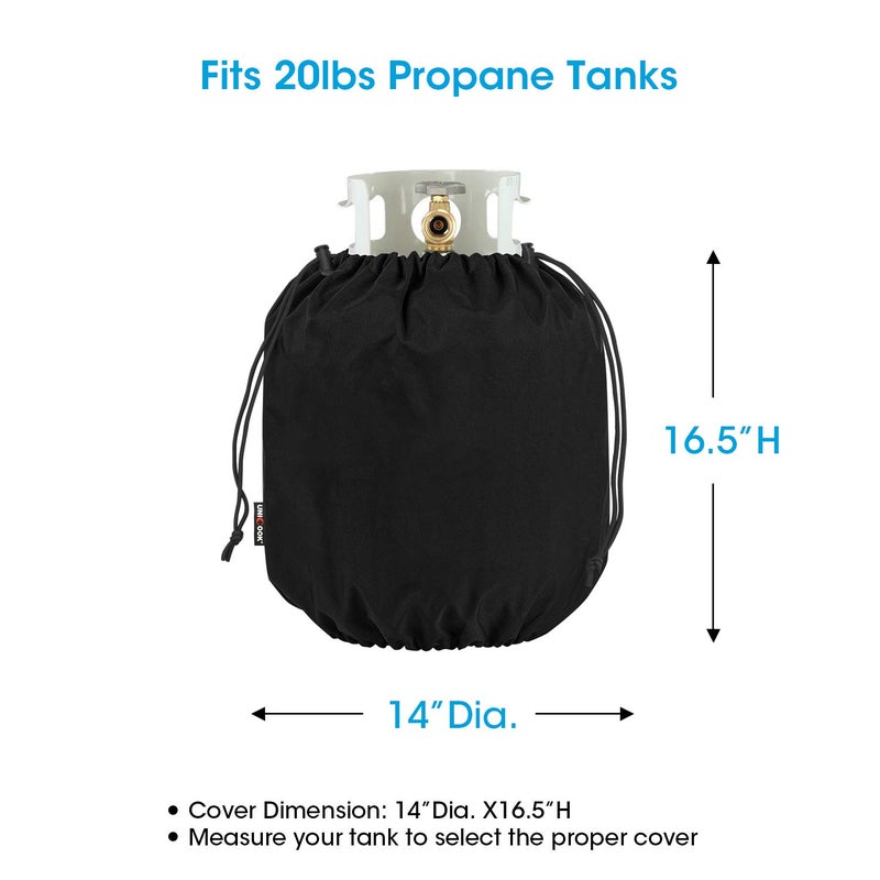 Unicook Propane Tank Cover 20lb, Outdoor Heavy Duty Waterproof Gas Tank Cylinder Cover with Adjustable Drawstrings, Dress up Your Gas Grill, Fits Standard 20lb Cylinder, Black - Image 4