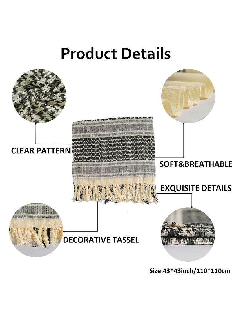 Generic - Military Shemagh Tactical Desert Scarf Shemagh Scarf Men Neck Head Wraps for Men Cotton Keffiyeh Arab Wrap with Tassel,110 x 110cm - Image 1