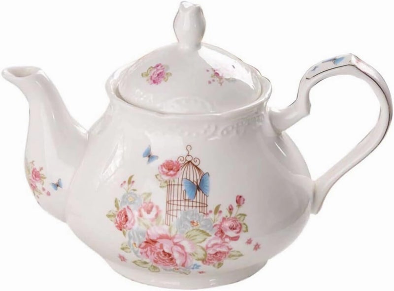 YBK Tech Strengthen Porcelain Coffee Pot Ceramic Teapot Pink Rose Teapot