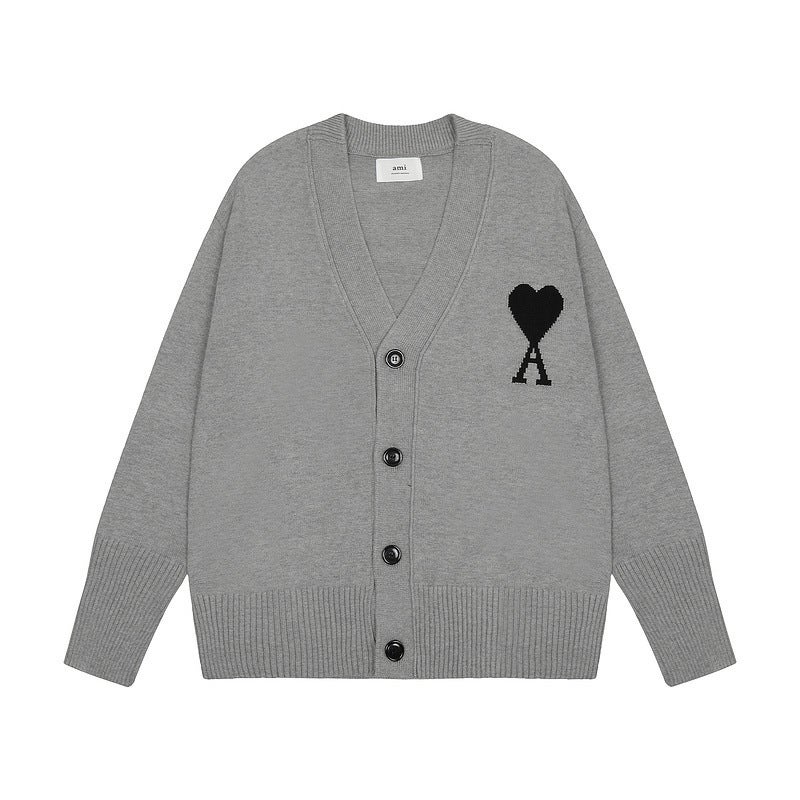 Japanese-Style New Heart Embroidery Loose Lazy Style Long-Sleeve Unisex Couple Knit Sweater Cardigan Women'S Coat - Image 5