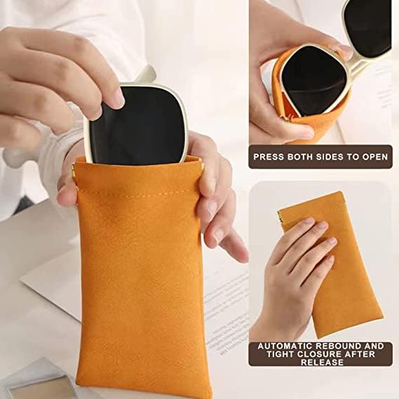 MAYCREATE® 4 Pack Sunglasses Case Squeeze Top PU Leather Glasses Case, Multi-purpose Anti-scratch Travel Small Pouch Coin Purse for Storing Jewelries, Cosmetic, Headphones, etc - Image 4