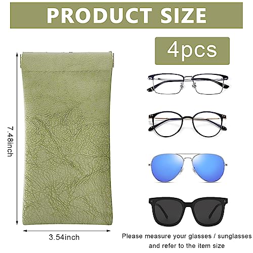 MAYCREATE® 4 Pack Sunglasses Case Squeeze Top PU Leather Glasses Case, Multi-purpose Anti-scratch Travel Small Pouch Coin Purse for Storing Jewelries, Cosmetic, Headphones, etc - Image 2