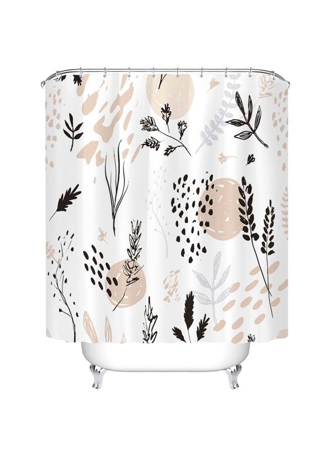 Tititex Abstract Botanical Brown Floral Shower Curtain Sets 70 X 70 Inch, Black Beige Leaves Branches Plants Colorful Bathroom Decoration Waterproof Fabric with 12 Hooks - Image 4