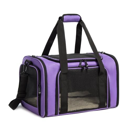 ROSEBB Cat Carrier Dog Carrier Pet Carrier Cat Bags for Small Medium Cats Dogs Puppies of 15 Lbs,of Airline Approved Small Dog Bag Soft Sided,Collapsible Travel Puppy Carrier (Large, Purple) - Image 1