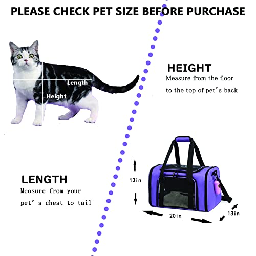 ROSEBB Cat Carrier Dog Carrier Pet Carrier Cat Bags for Small Medium Cats Dogs Puppies of 15 Lbs,of Airline Approved Small Dog Bag Soft Sided,Collapsible Travel Puppy Carrier (Large, Purple) - Image 2