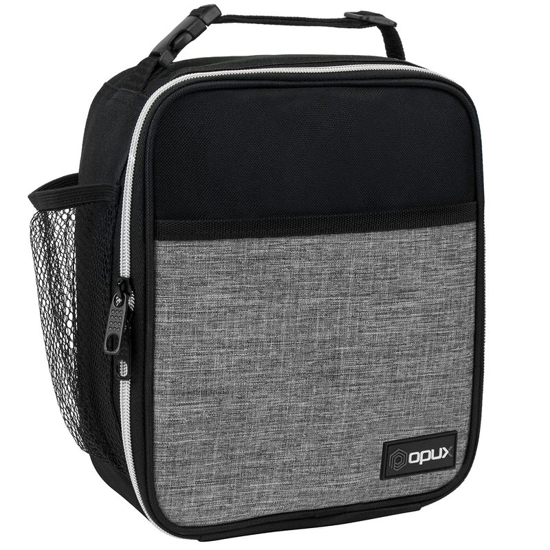 opux Premium Insulated Lunch Box Soft School Lunch Bag for Kids Boys Girls Leakproof Small Lunch Pail Men Women Work Reusable Compact Cooler Tote Lunchbox for Office Adult Heather Grey