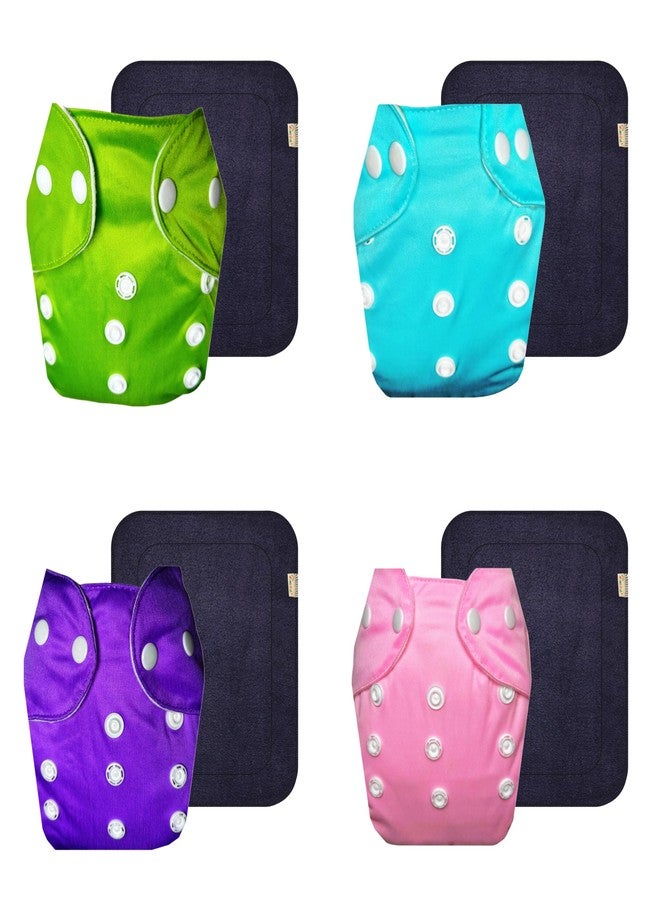 Dumbledo Lite Cloth Diaper with Gray Insert (Pack of 4) | Dry Feel and Comfortable | Reusable & Washable | Quick Dry | All-Day Wear | 3 Months - 2 Years | Unisex Baby - Image 1