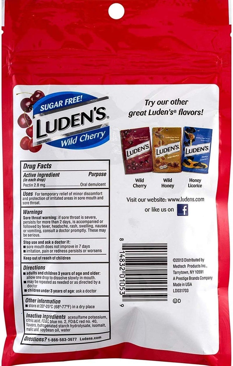 LUDEN'S Throat Drops Sugar Free Wild Cherry 25 EA Buy Packs and SAVE Pack of 2 - Image 2