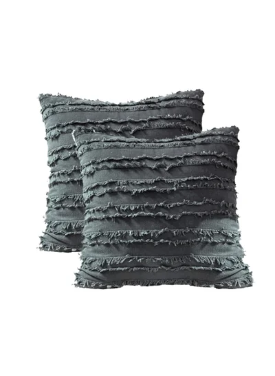 Donetella 2 Piece Embroidered Cushion Cover (45x45 cm) Without Filler Grey