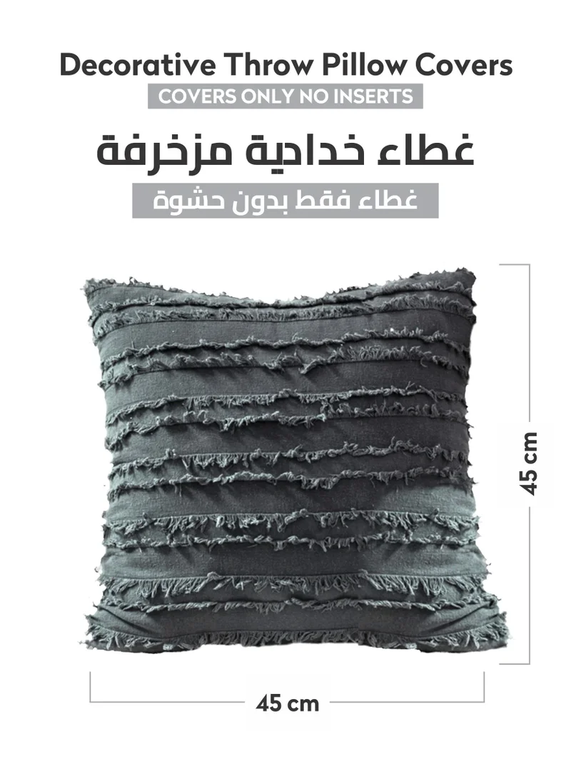 Donetella 2 Piece Embroidered Cushion Cover (45x45 cm) Without Filler Grey