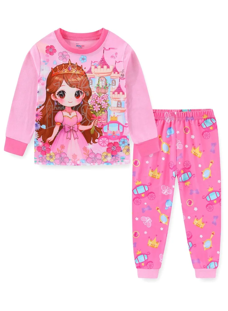 babyqlo Glow Princess Castle Girls Cotton Pajama Night Set