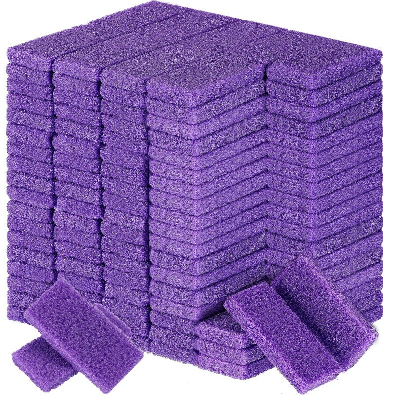 Dunzy 200 Pcs Disposable Foot Pumice Stone Bulk for Feet Pumice Stone Foot Scrubber Dead Skin Pedicure Scrubber Exfoliator Sponge for Feet Callus Remover Bath, Spa, 3.54 x 1.77 x 0.47 Inch(Purple, Purple) - Image 1