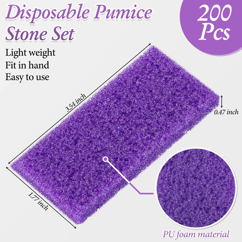 Dunzy 200 Pcs Disposable Foot Pumice Stone Bulk for Feet Pumice Stone Foot Scrubber Dead Skin Pedicure Scrubber Exfoliator Sponge for Feet Callus Remover Bath, Spa, 3.54 x 1.77 x 0.47 Inch(Purple, Purple) - Image 2