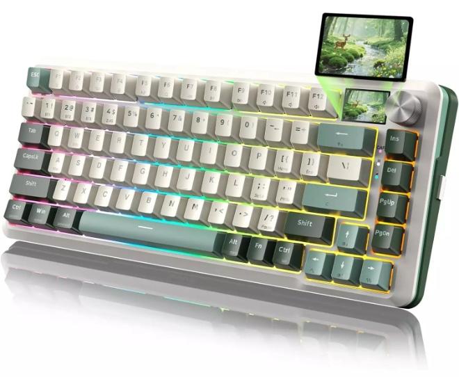 REDRAGON K708 Pro Wireless Mechanical Gaming Keyboard - Gasket-Mounted RGB Backlit, 81 Customizable Keys, 3-Mode (2.4G/Bluetooth/USB), Hot-Swap Pre-Lubed Switches, Screen & Control Knob - Image 1