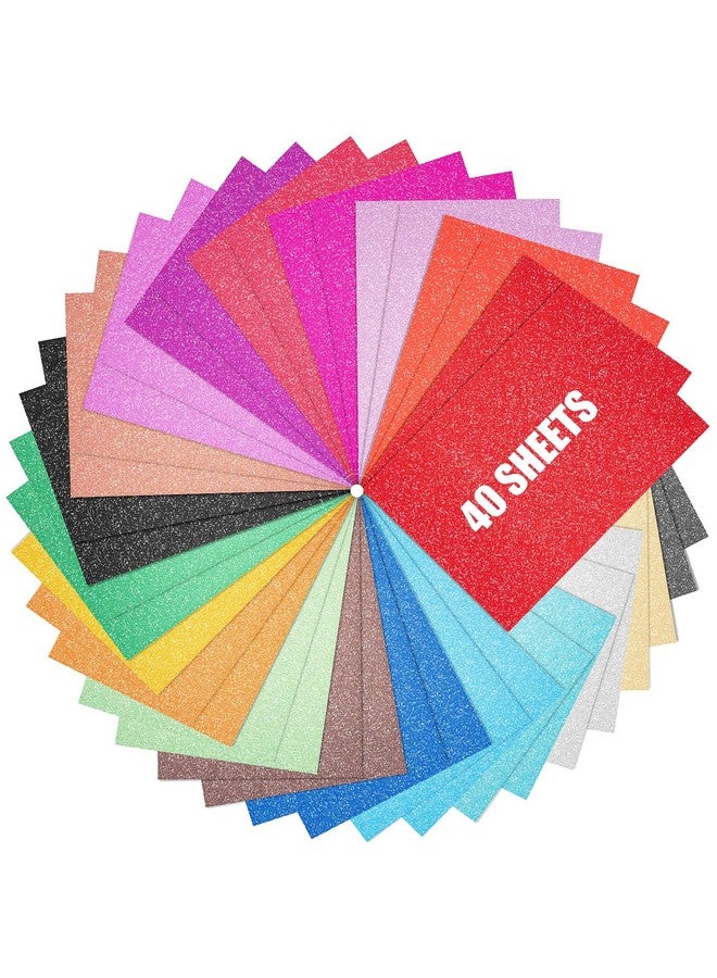 BetyBedy 40 Sheets 20 Colors Glitter Cardstock, BetyBedy Cricut Paper Cardstock, No-Shed Sparkly Glitter, A4 Glitter Paper for Arts and Crafts - Card Making, Scrapbooking, DIY Projects - Image 1