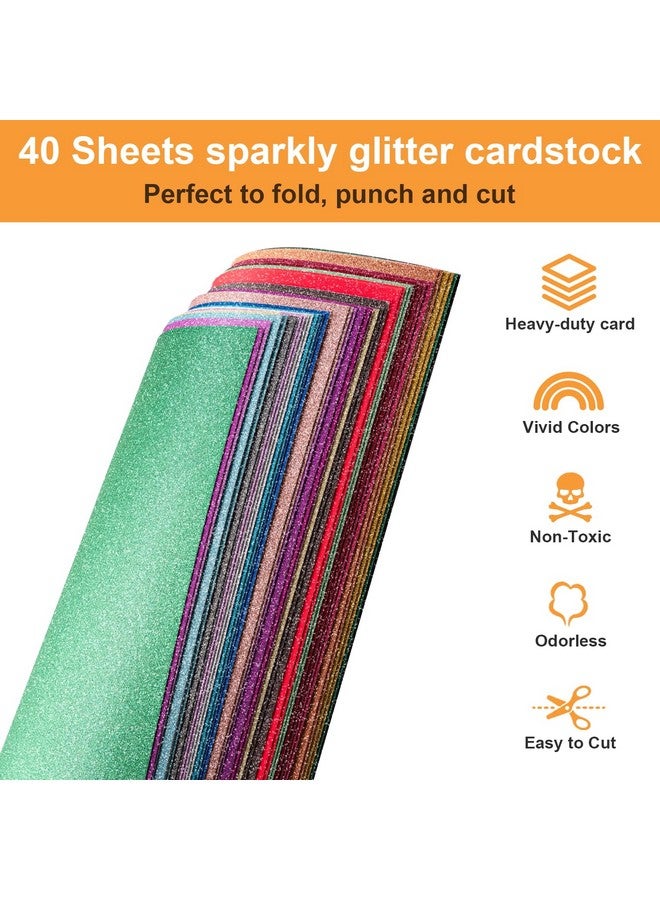 BetyBedy 40 Sheets 20 Colors Glitter Cardstock, BetyBedy Cricut Paper Cardstock, No-Shed Sparkly Glitter, A4 Glitter Paper for Arts and Crafts - Card Making, Scrapbooking, DIY Projects - Image 3