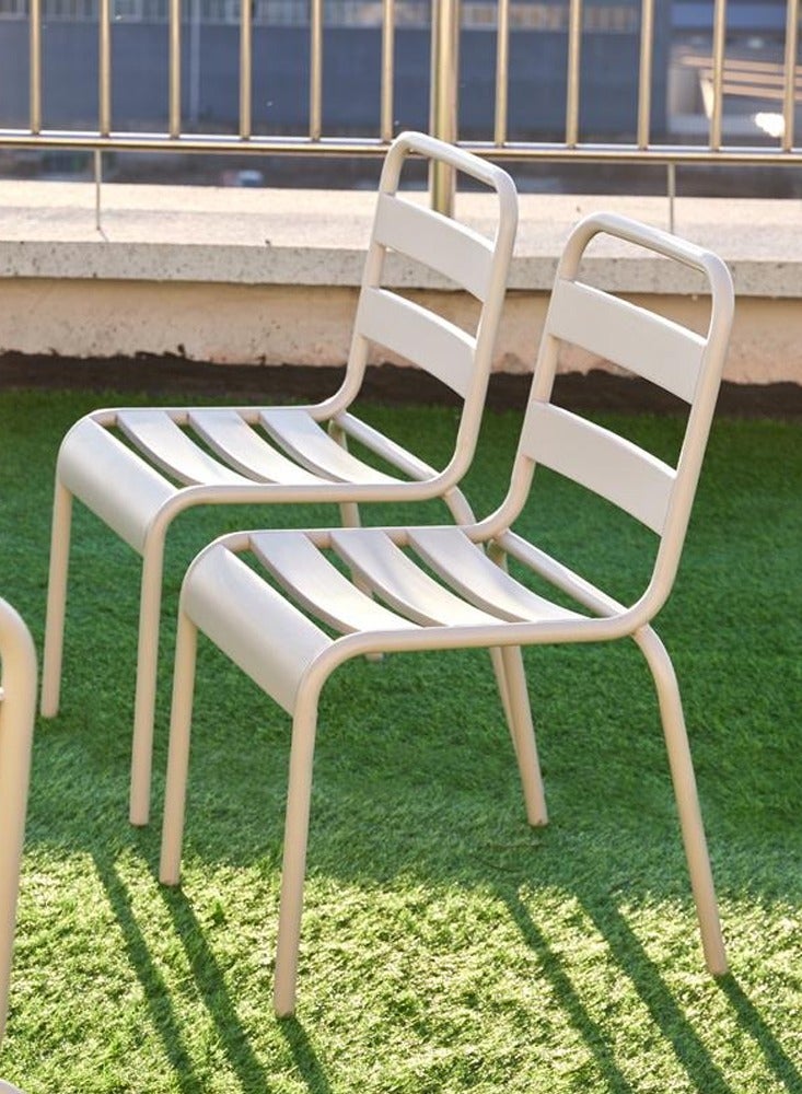 لاني كرسي معدني خارجي، مقاوم للماء، مقاوم للحرارة، حديقة الشرفة قابلة للتكديس كرسي بلا ذراع (قطعة واحدة رمادية) - Image 2