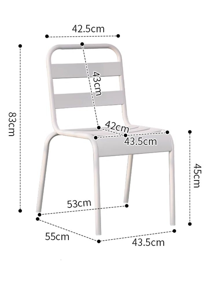 لاني كرسي معدني خارجي، مقاوم للماء، مقاوم للحرارة، حديقة الشرفة قابلة للتكديس كرسي بلا ذراع (قطعة واحدة رمادية) - Image 3