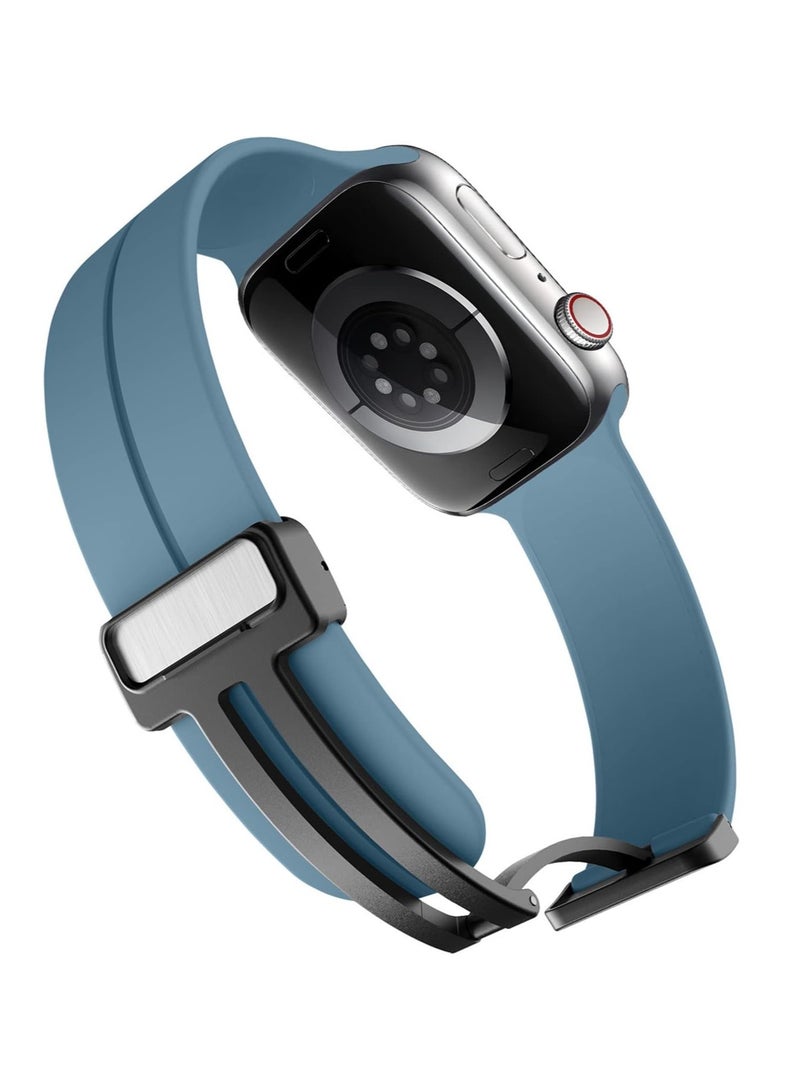 DUSALA for Apple Watch Band 42mm 44mm Quick Release - Skin-Friendly Soft Silicone Sport Watch Band for Men Women, Magnetic Folding Clasp Silicone Strap - Image 3