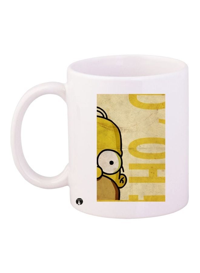 RYN Printed Ceramic Coffee Mug White/Yellow/Black 11ounce