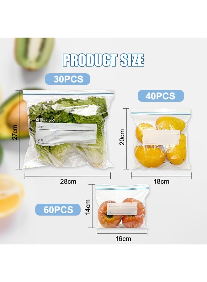 130 Packs Reusable Food Storage Bags, Freezer Ziplock Lunch Bags for Meats Meals, Vegetables, Fruits, Desserts, Snacks 20 Large/30 Medium/40 Small (Clear/White)  - Image 2