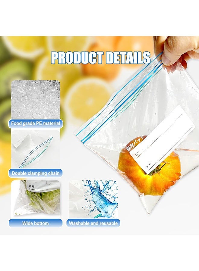 130 Packs Reusable Food Storage Bags, Freezer Ziplock Lunch Bags for Meats Meals, Vegetables, Fruits, Desserts, Snacks 20 Large/30 Medium/40 Small (Clear/White)  - Image 4