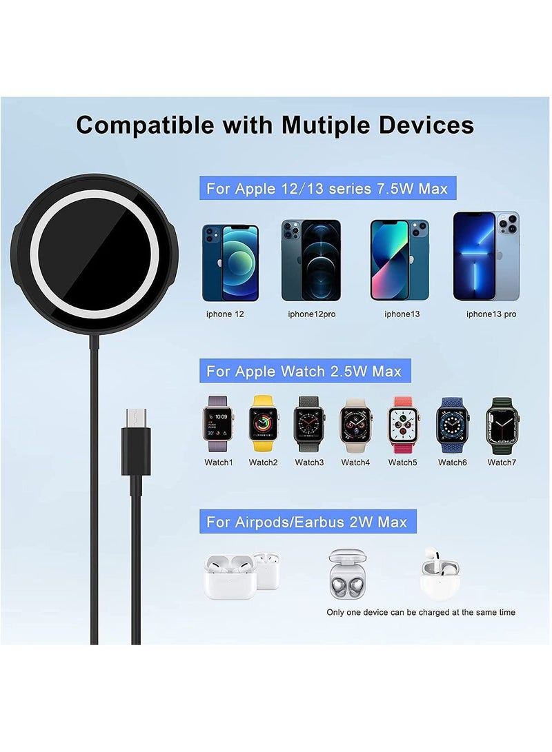 SYOSI Wireless Charger, 3 in 1 Mag Safe Wireless Charging Pad with USB C 3.28 FT Cable for iPhone 12/13 Series and Other Qi Phone, iWatch, and Airpods. - Image 2