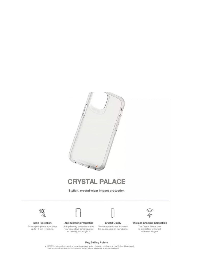 Gear4 - GEAR4 Crystal Palace Compatible with iPhone 13  Pro Max 6.7 Case, Advanced Impact Protection with Integrated D3O Technology, Anti-Yellowing, Phone Cover – Transparent - Image 1
