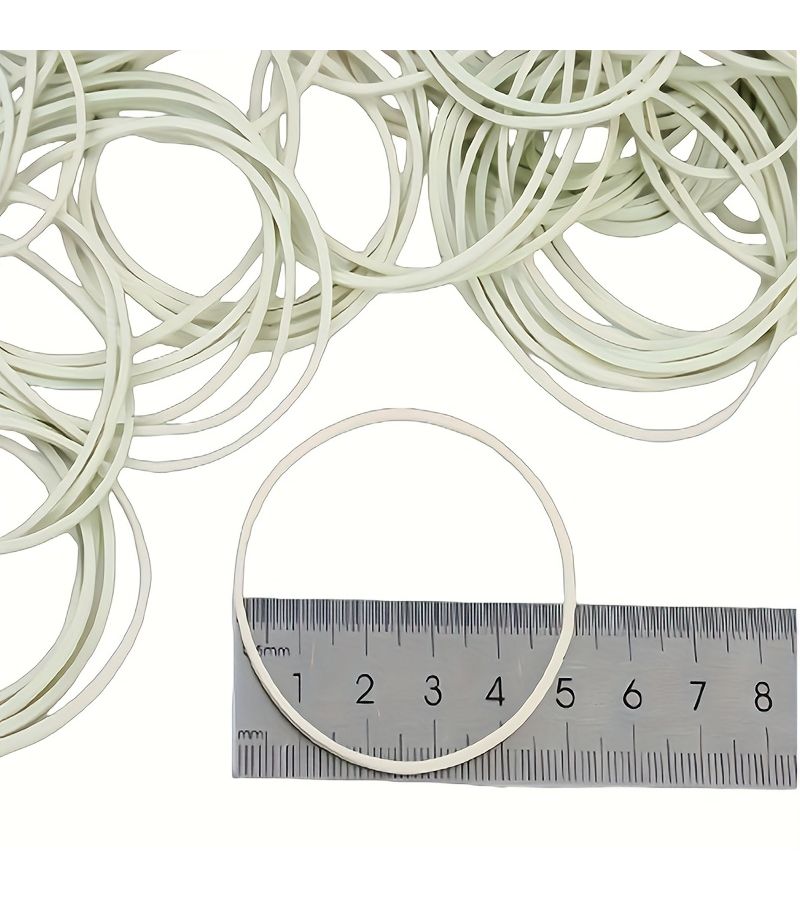 350pcs 50mm Diameter Natural Rubber Bands White Soft Hair Friendly Securely Holds Loose Hair Suitable For Braiding Office Supplies School Organization Kitchen Trash Can Tying - Image 3
