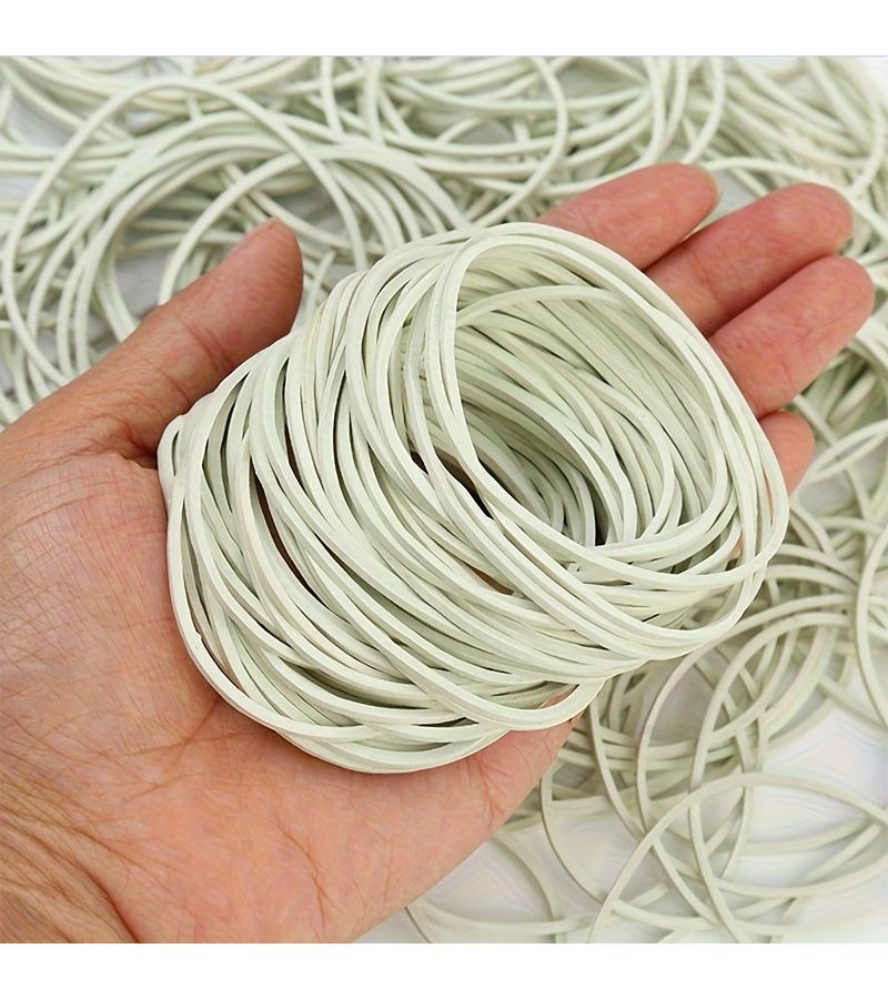 350pcs 50mm Diameter Natural Rubber Bands White Soft Hair Friendly Securely Holds Loose Hair Suitable For Braiding Office Supplies School Organization Kitchen Trash Can Tying - Image 4