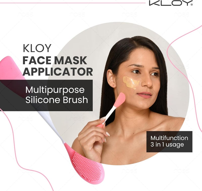 KLOY Silicone Face Mask Applicator & Lip Cleansing Brush Made With Ultra Hygienic Soft Silicone bristle for Gentle Exfoliation (Light Pink) - Image 2