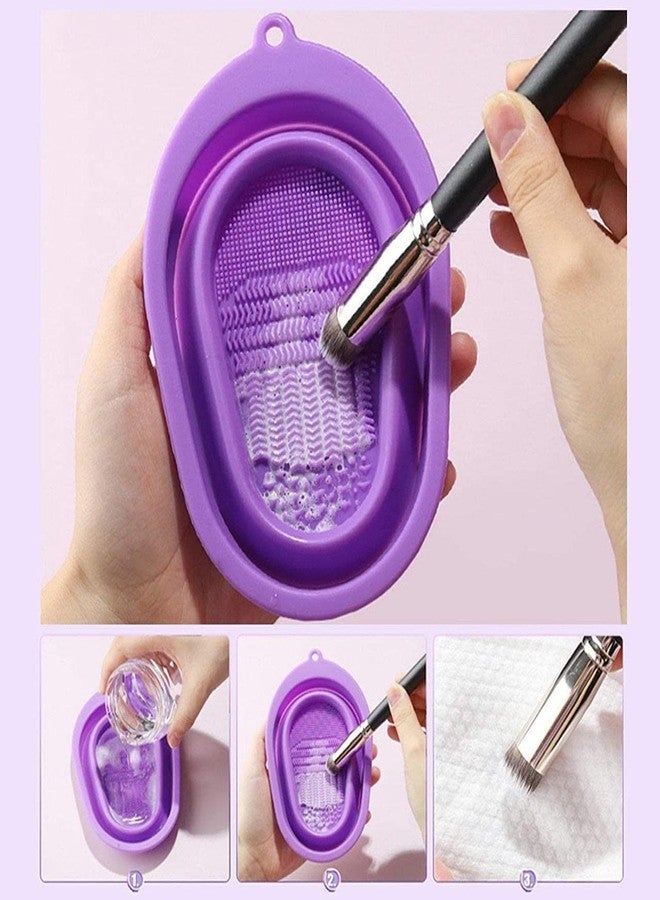 softi LOOK OUT Makeup Brush Cleaning Mat, Sponge Silicone Makeup Brush Scrubber, Cosmetic Brush Cleaner, Brush Cleaning Pad, Foldable makeup brush cleaning Bowl - (Pack Of-1) (Multicolour) - Image 2