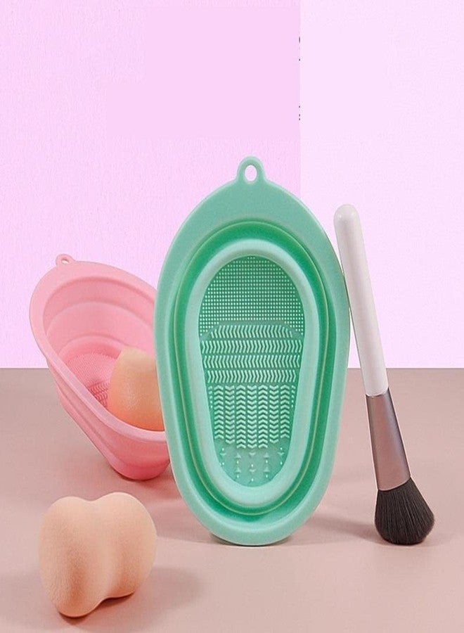 softi LOOK OUT Makeup Brush Cleaning Mat, Sponge Silicone Makeup Brush Scrubber, Cosmetic Brush Cleaner, Brush Cleaning Pad, Foldable makeup brush cleaning Bowl - (Pack Of-1) (Multicolour) - Image 3