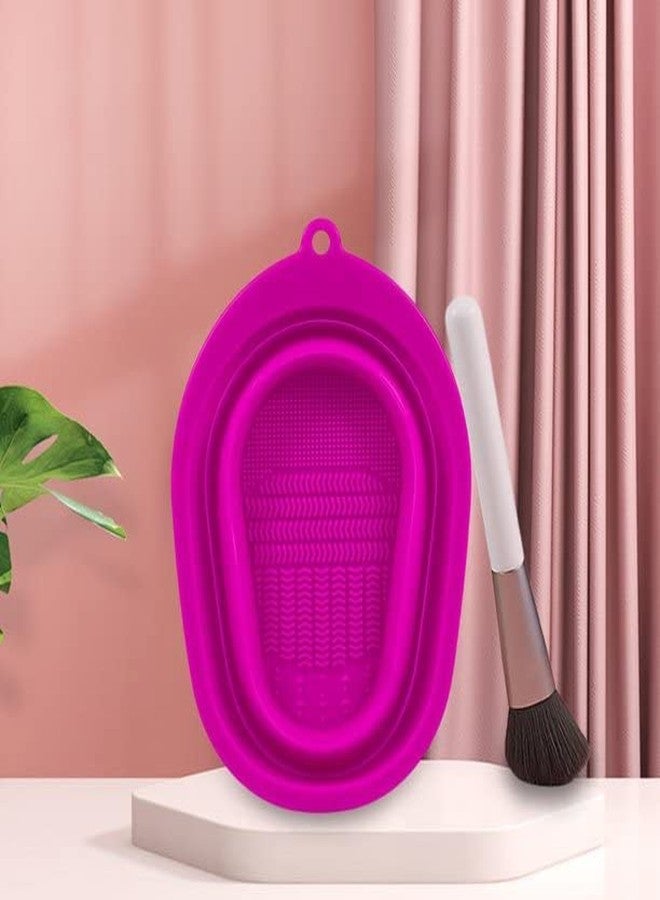 softi LOOK OUT Makeup Brush Cleaning Mat, Sponge Silicone Makeup Brush Scrubber, Cosmetic Brush Cleaner, Brush Cleaning Pad, Foldable makeup brush cleaning Bowl - (Pack Of-1) (Multicolour) - Image 5
