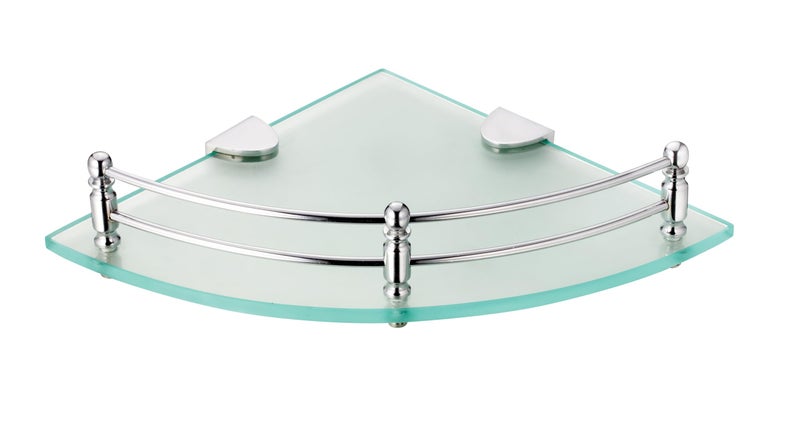 Epraiser 9 x 9 Inch Spacious Corner Glass Bathroom Shelf with Chrome Rail, Wall Mounted, Clear Tempered Glass Shelf/Rack Shelf (9x9 Inch, 1, Piece) - Image 4