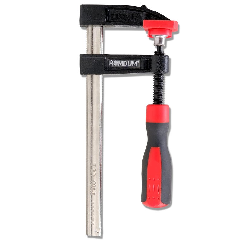 Homdum 6 inch Steel f clamp 150 x 50 mm F Clamp with Rubberized Handle and Surface Protection PVC Cover for Better Grip Metal F Clamps for Woodworking Glass and Welding Works - Image 1