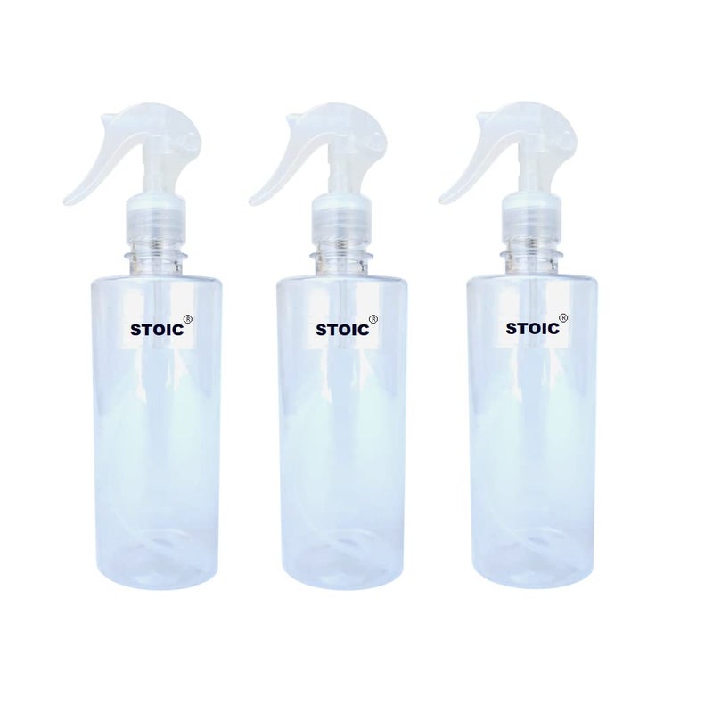 STOIC Empty Transparent Trigger Spray Bottle for Sprayer Unbreakable Plastic Sanitizer Multipurpose Mist Spray Bottle 500 ml Pack of 3 White - Image 1