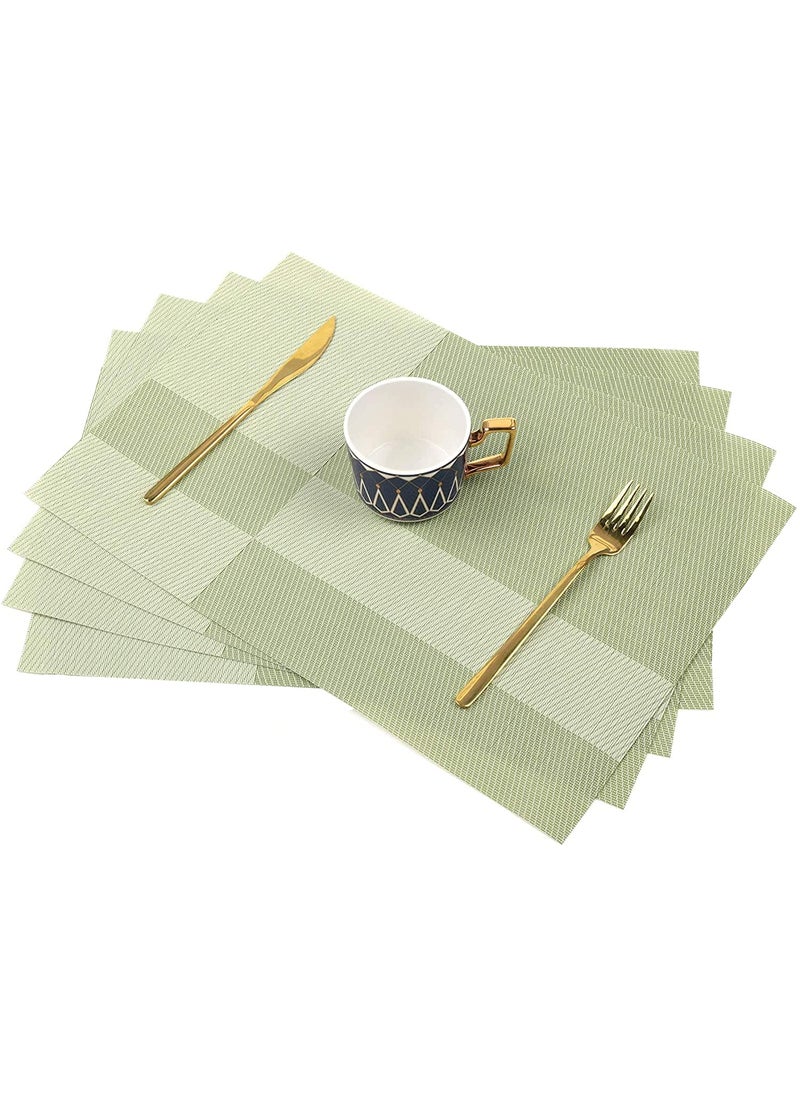 Leeonz Leeonz® Placemats for Dining Table Set of 6 | PVC Placemats | Table Placemats | Placemats for Dining Table | Washable | Non-Slip (Color Code:12L-Green)  - Image 1