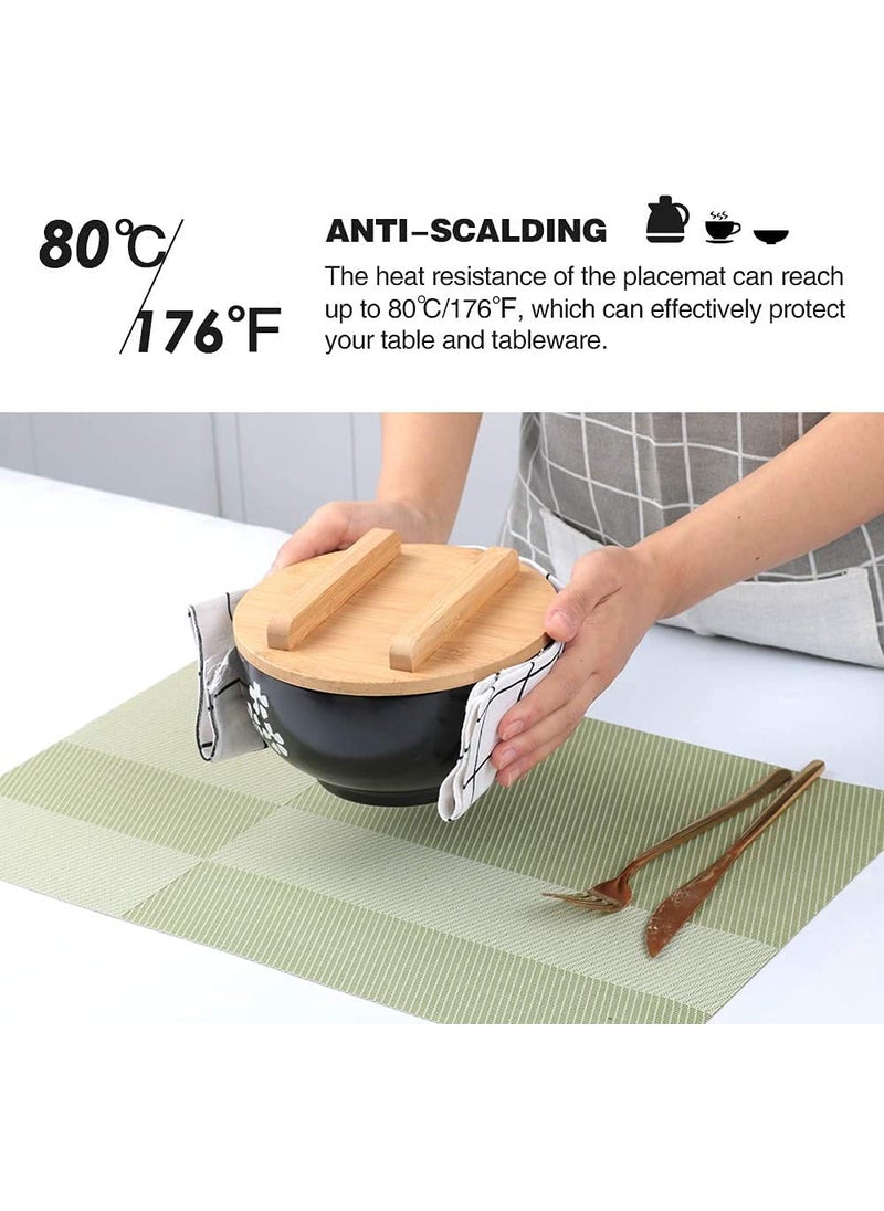 Leeonz Leeonz® Placemats for Dining Table Set of 6 | PVC Placemats | Table Placemats | Placemats for Dining Table | Washable | Non-Slip (Color Code:12L-Green)  - Image 2
