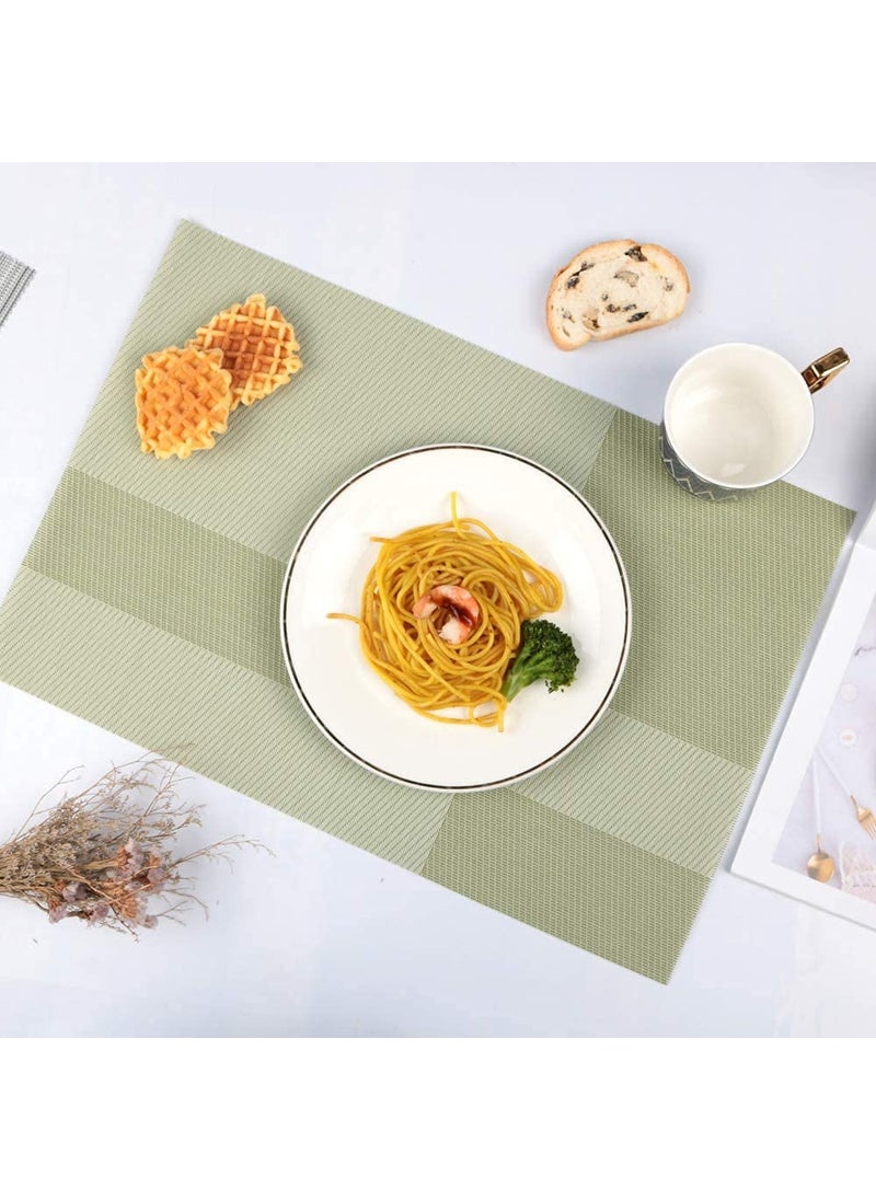 Leeonz Leeonz® Placemats for Dining Table Set of 6 | PVC Placemats | Table Placemats | Placemats for Dining Table | Washable | Non-Slip (Color Code:12L-Green)  - Image 3