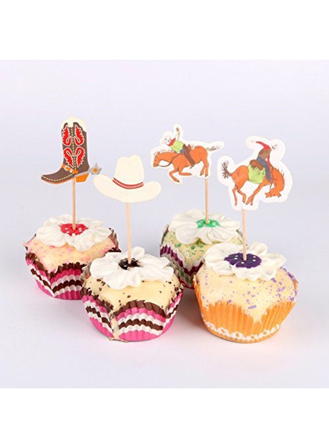 iMagitek 48 Pack Western Cowboy Cupcake Toppers Picks Cake Decorations for Birthday Party, Baby Shower - Image 5
