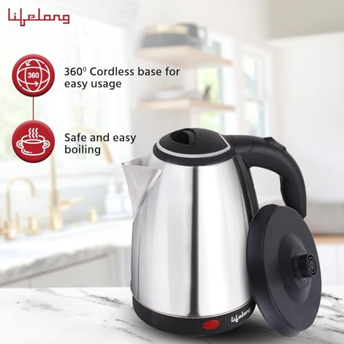 Lifelong ISI Certified Electric Kettle 1.5L with Stainless Steel Body, Easy and Fast Boiling of Water for Instant Noodles, Soup, Tea etc. (1 Year Manufacturer's Warranty, Silver, LLEK15) 1500 W - Image 5