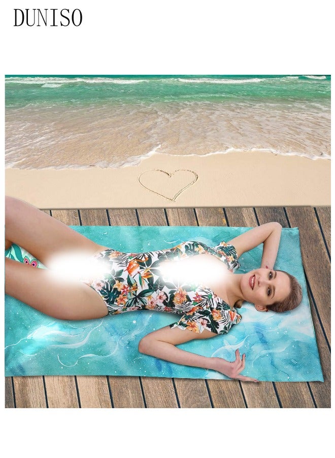 DUNISO Beach Towel, 140*70 cm Microfiber Lightweight Thin Beach Towel for Adults Kids,Sand Free Quick Dry Super Absorbent Large Towels for Swimming, Pool, Camping, Yoga, Workout, Traveling  - Image 3