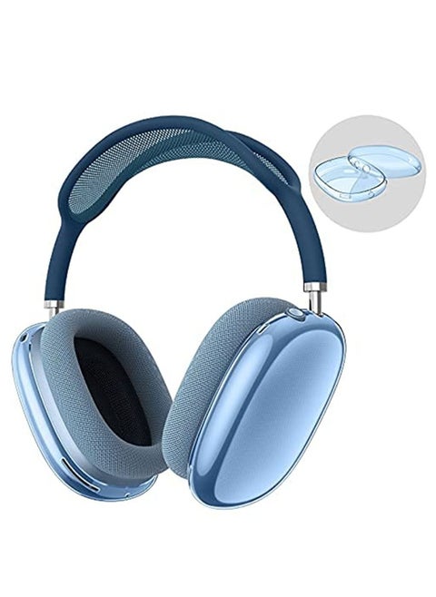 Compatible with Clear Case for Apple AirPods Max Silicone Soft TPU Clear Anti-Scratch Protective Cover for AirPod Max Waterproof Headphones Protector Case for Airpods Max Accessories (Clear Blue)