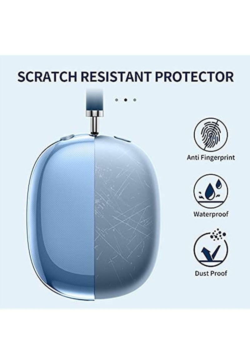 Compatible with Clear Case for Apple AirPods Max Silicone Soft TPU Clear Anti-Scratch Protective Cover for AirPod Max Waterproof Headphones Protector Case for Airpods Max Accessories (Clear Blue)