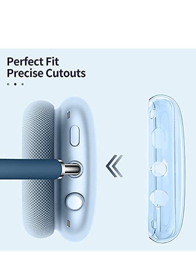 Compatible with Clear Case for Apple AirPods Max Silicone Soft TPU Clear Anti-Scratch Protective Cover for AirPod Max Waterproof Headphones Protector Case for Airpods Max Accessories (Clear Blue)