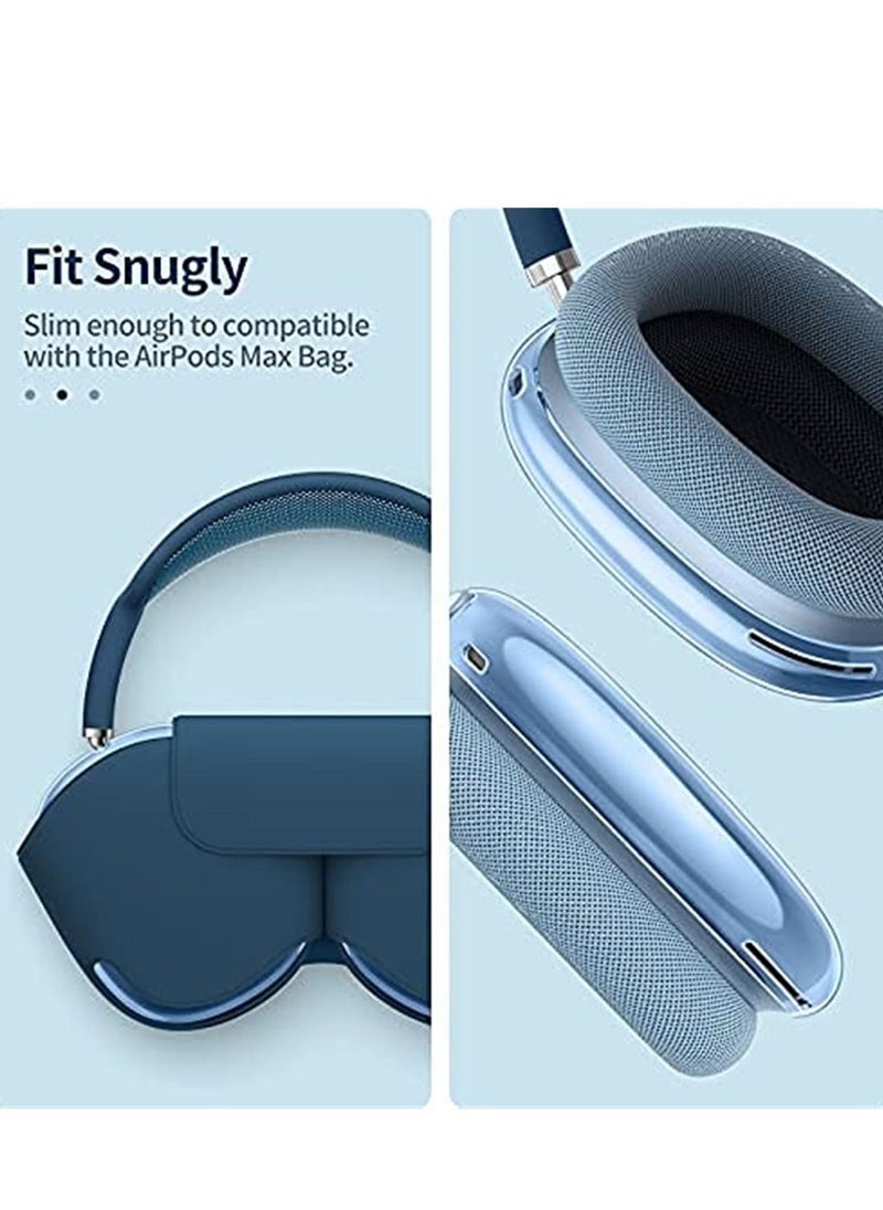 Compatible with Clear Case for Apple AirPods Max Silicone Soft TPU Clear Anti-Scratch Protective Cover for AirPod Max Waterproof Headphones Protector Case for Airpods Max Accessories (Clear Blue)