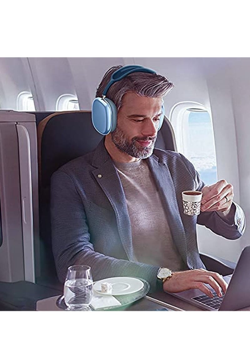 Compatible with Clear Case for Apple AirPods Max Silicone Soft TPU Clear Anti-Scratch Protective Cover for AirPod Max Waterproof Headphones Protector Case for Airpods Max Accessories (Clear Blue)